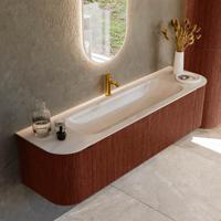 Badmeubel Mondiaz Kurve-Dlux | 170 cm | Meubelkleur Ruby | Wastafelkleur Meli | Solid surface | Wasbak midden spoelbak | 1 kraangat