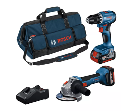 Bosch Blauw Combiset 18V-set met 2 machines | GSR + GWS + 2 x 4,0 Ah + GAL - 0615A5007N