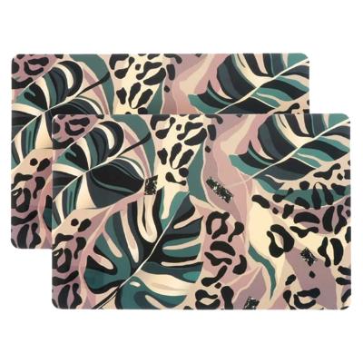 Unique Living Placemat Jungle - 4x - Monstera bladeren - 44 x 28 cm - tafeldecoratie