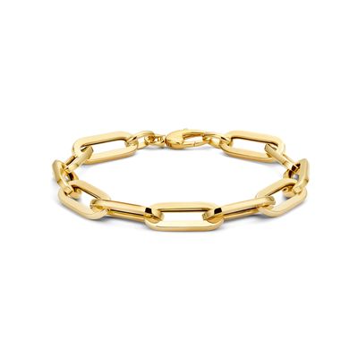Armband Paperclipschakel geelgoud 8 mm 19,5 cm