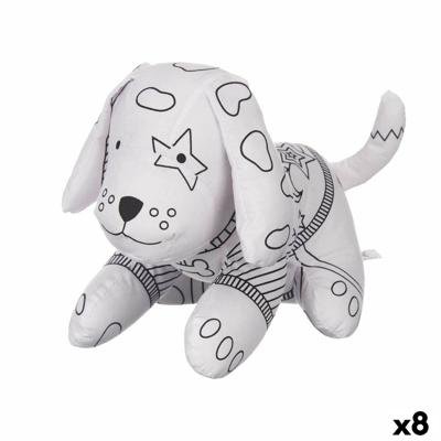Knuffel om in te kleuren Wit Zwart Stof 13 x 14 x 20 cm Hond (8 Stuks)