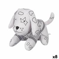 Knuffel om in te kleuren Wit Zwart Stof 13 x 14 x 20 cm Hond (8 Stuks)