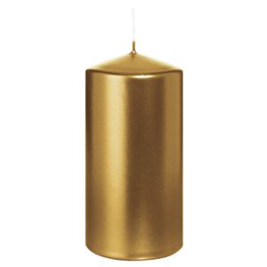 Cilinderkaars/stompkaars - metallic goud - 12 x 6 cm - 33 branduren