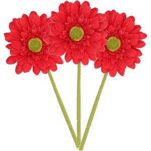 Kunstbloem Gerbera - 3x - 72 cm - rood - Real Touch - kunst zijdebloemen