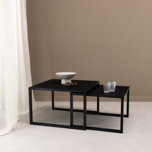 Salontafelset 'Lisa' 65 en 50cm, kleur zwart / zwart eiken
