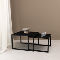 Salontafelset 'Lisa' 65 en 50cm, kleur zwart / zwart eiken