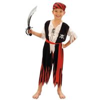 Piraten kostuum maat S met zwaard voor kinderen - thumbnail