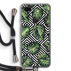 Geometrische jungle: Pixel 3a Transparant Hoesje met koord