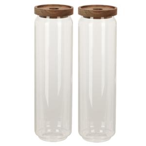 Voorraadpot - Set van 2x stuks - 9 x 30 cm - 1500 ml - Glas - luxe keuken voorraadbus