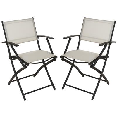 Klapstoel - 2x - beige - opklapbaar - 46 x 52 x 85 cm - staal/polyester - campingstoel/tuinstoel Klapstoel - 2x - beige - opklapbaar - 46 x 52 x 85 cm - staal/polyester - campingstoel/tuinstoel