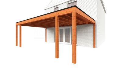 Trendhout Aanbouwveranda Modena 690x485 cm- Plat dak- Hout- Trendhout