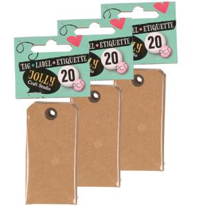 Cadeau tags/labels - kraftpapier/karton - 60x stuks - 7 x 4 cm