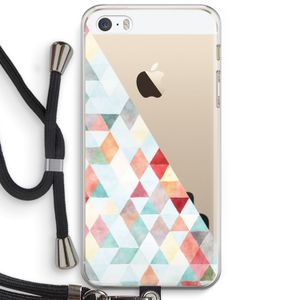 Gekleurde driehoekjes pastel: iPhone 5 / 5S / SE Transparant Hoesje met koord