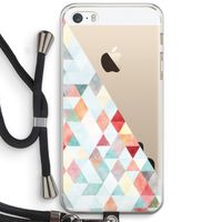 Gekleurde driehoekjes pastel: iPhone 5 / 5S / SE Transparant Hoesje met koord