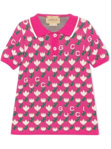 Gucci Kids robe-polo à fleurs en jacquard - Rose