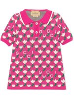 Gucci Kids robe-polo à fleurs en jacquard - Rose - thumbnail