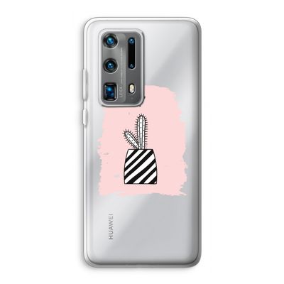 Zwart-wit cactus: Huawei P40 Pro Plus Transparant Hoesje
