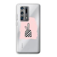 Zwart-wit cactus: Huawei P40 Pro Plus Transparant Hoesje