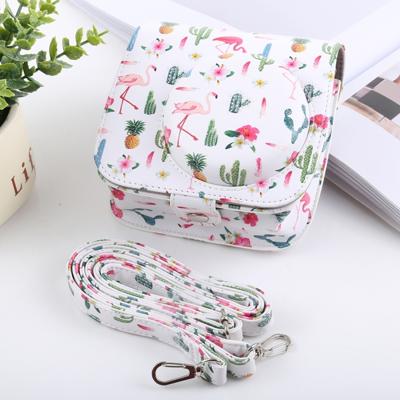 Cactus Flamingo Patroon Full Body Camera PU Lederen Tas met riem voor FUJIFILM instax mini 9 / mini 8 + / mini 8