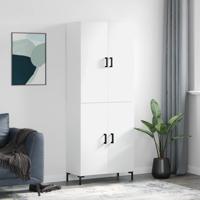 Hoge kast 69,5x34x180 cm bewerkt hout wit