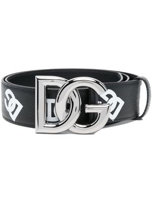 Dolce & Gabbana ceinture en cuir à logo imprimé - Noir
