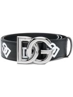 Dolce & Gabbana ceinture en cuir à logo imprimé - Noir