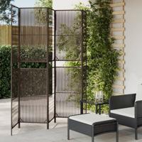 Kamerscherm 5 panelen poly rattan bruin