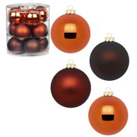 36x stuks glazen kerstballen kastanje bruin 8 cm glans en mat - thumbnail