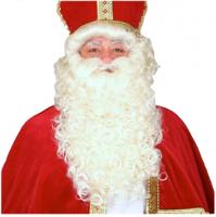 Realistische Sinterklaas/Kerstman baard/pruik set - creme wit - volwassenen