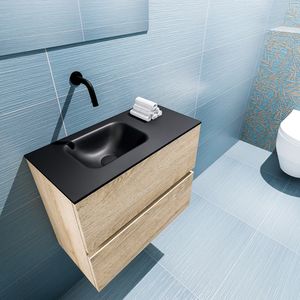 Mondiaz Ada 60cm toiletmeubel washed oak met wastafel urban links zonder kraangat