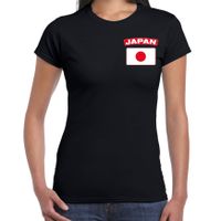Japan t-shirt met vlag zwart op borst voor dames - thumbnail
