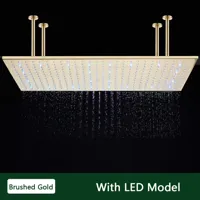 LED Regendouchekop met Temperatuurgevoelige Kleuren - Plafondmontage | 4 Installatiearmen | Vierkant | Chroom / Zwart / Geborsteld Nikkel LED Regendouchekop met Temperatuurgevoelige Kleuren - Plafondmontage | 4 Installatiearmen | Vierkant | Chroom / Zwart / Geborsteld Nikkel