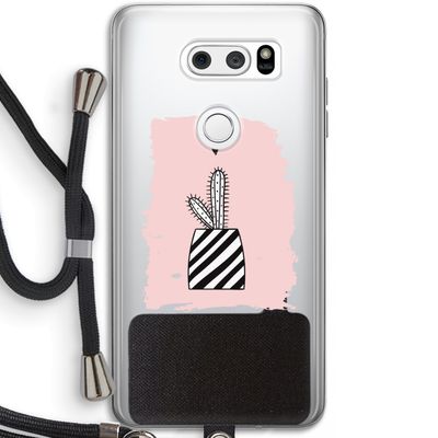 Zwart-wit cactus: LG V30 Transparant Hoesje met koord