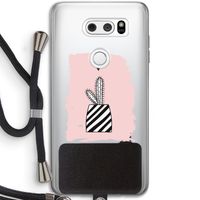 Zwart-wit cactus: LG V30 Transparant Hoesje met koord