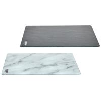 Cook Concept snijplank/serveerplank van glas - 2x stuks - wit/zwart - 40 x 30 cm