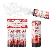 Set van 3x party poppers/confetti shooters valentijn/bruiloft wit 10 cm   -