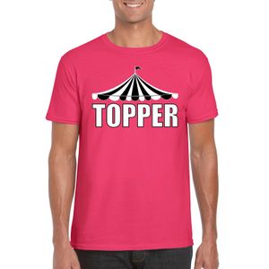 Circus t-shirt roze Topper met witte letters heren