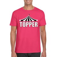 Circus t-shirt roze Topper met witte letters heren