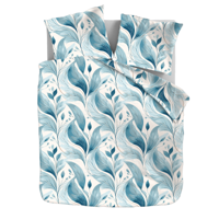 Dekbedovertrek Blue Leafs LitsJumeaux (240x220 Cm) Blauw Microvezel Natuur Zydante - Overtrek - 240x220 Cm (Lits-Jumeaux) - Zydante - Dekbed-Discounter.nl