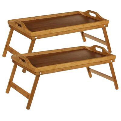 2x stuks ontbijt op bed tafeltjes/dienbladen rechthoekig 50 x 30 cm bamboe