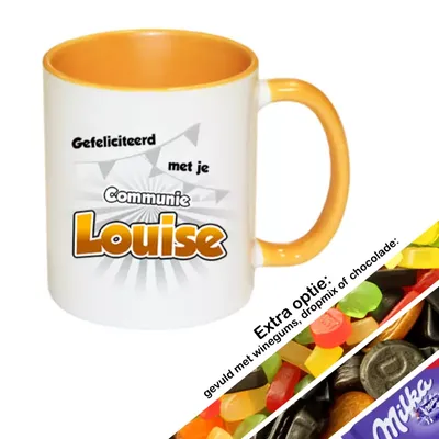 Communie cadeau met naam (geel)