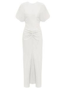 Victoria Beckham robe évasée à taille froncée - Blanc