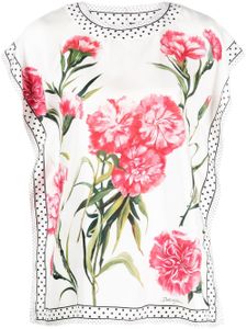 Dolce & Gabbana blouse en soie à fleurs - Blanc