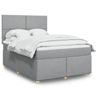 Boxspring met matras stof lichtgrijs 140x190 cm