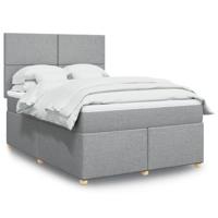 Boxspring met matras stof lichtgrijs 140x190 cm
