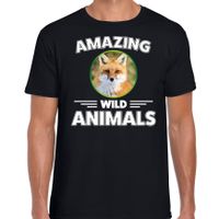 T-shirt vossen amazing wild animals / dieren zwart voor heren 2XL  -