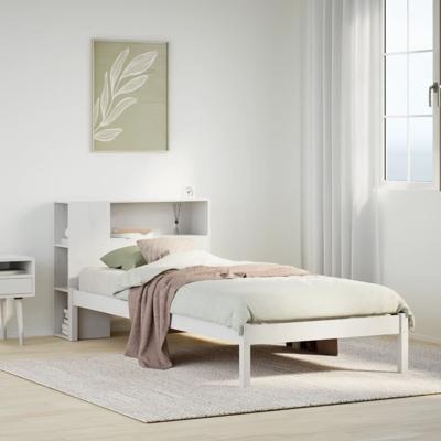 Bed met boekenkast zonder matras grenenhout wit 90x190 cm