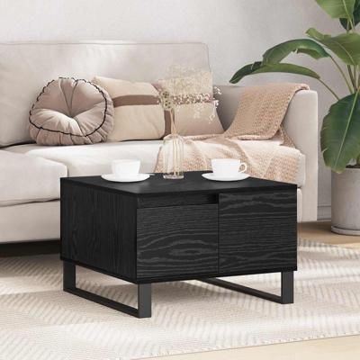 Salontafel met lade Zwart eiken 55 x 55 x 36,5 cm Bewerkt hout Salontafel met lade Zwart eiken 55 x 55 x 36,5 cm Bewerkt hout
