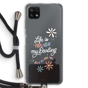 Tough Life: Samsung Galaxy A22 5G Transparant Hoesje met koord