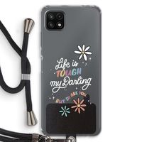 Tough Life: Samsung Galaxy A22 5G Transparant Hoesje met koord